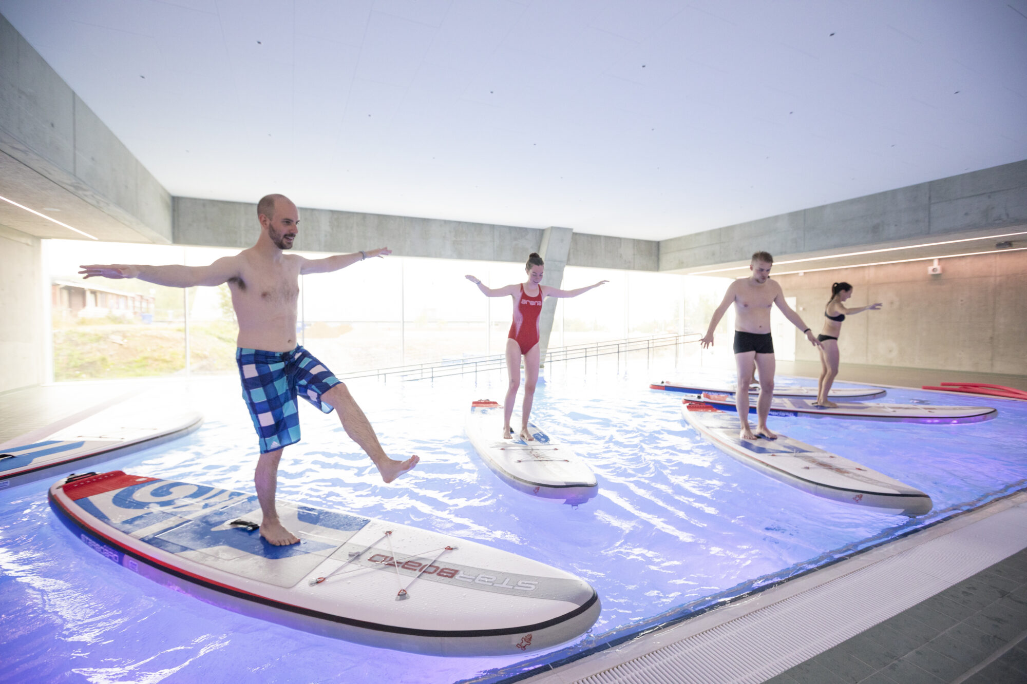 Surfboard balance training